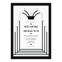 Elegant Art Deco Frame Retro Wedding Invitation