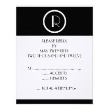 Elegant Art Deco Monogram R Wedding Reply Cards Custom Invites