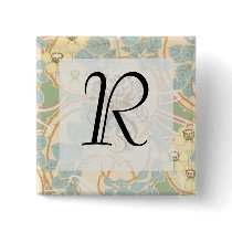 elegant art nouveau summer floral pattern button
