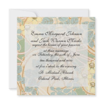 elegant art nouveau summer floral pattern personalised invite