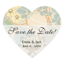 elegant art nouveau summer floral pattern heart stickers