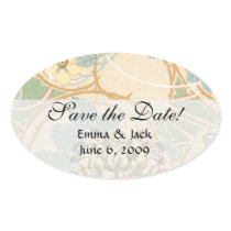 elegant art nouveau summer floral pattern oval stickers