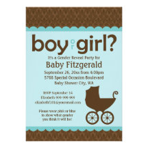 Elegant Baby Carriage Gender Reveal Party Personalised Announcement