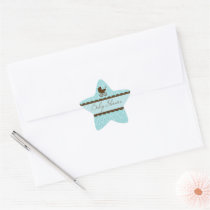 Elegant Baby Shower Carriage and Blue Damask Stickers