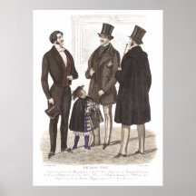 Elegant Biedermeier Gentlemen in Top Hats Print