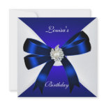 Elegant Birthday Invite Royal Blue Pearl White