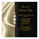 Elegant Birthday Party Gold Black Cream Personalized Invites