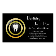 Elegant black and gold dental business card