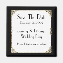 Elegant Black and Gold Frame Save the Date Magnet