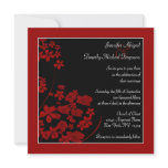 Elegant black and red flower wedding invitation