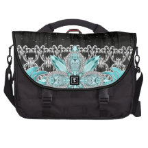 Elegant Black and Teal Blue Laptop Bag