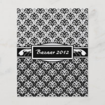 Elegant Black and White Art Deco Floral Damask Flyer