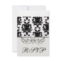 elegant black and white damask custom invitations