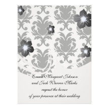 elegant black and white damask personalised invitation