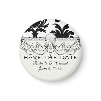 elegant black and white damask fridge magnets