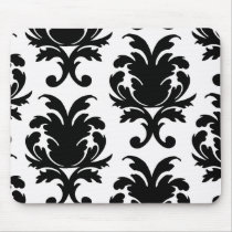 elegant black and white damask mousemats