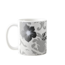 elegant black and white damask coffee mugs