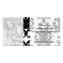 elegant black and white damask photo cards