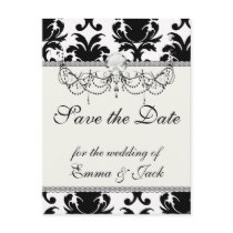 elegant black and white damask post cards