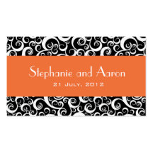 Elegant Black and White Damask Wedding Card Business Cards