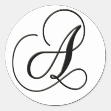 Elegant Black and White Monogram - A Stickers