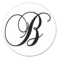 Elegant Black and White Monogram - B - Customised Round Stickers