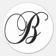 Elegant Black and White Monogram - B - Customised Round Stickers