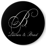Elegant black and white monogram - initial b buttons