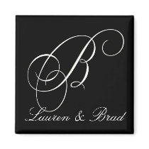 Elegant black and white monogram - initial B Refrigerator Magnets