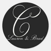 Elegant black and white monogram - initial C Stickers