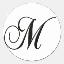 Elegant Black and White Monogram M Stickers