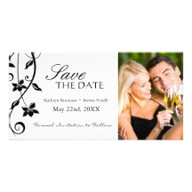 Elegant Black and White Save The Date Invitation Photo Greeting Card