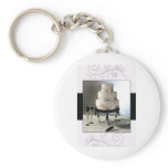 Elegant black and white  wedding cake keychains
