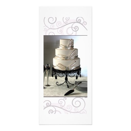 Elegant black and white  wedding cake rack card design