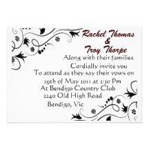 Elegant black and white wedding invitation