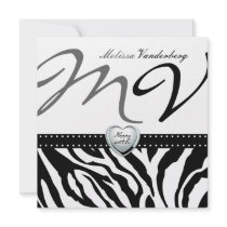 Elegant black and white Zebra Happy 40th Bithday Personalized Invitations