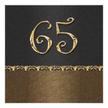 Elegant black brown 65th ANY AGE Custom Announcement