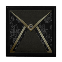 Elegant Black Damask Black Gold Keepsake Gift Box