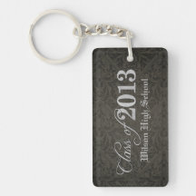 Elegant Black Damask Class of 2013 Graduation Keychains