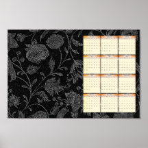 Elegant black floral pattern poster