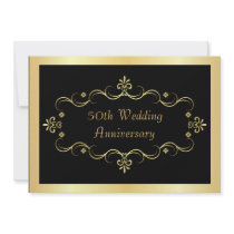 Elegant Black & Gold 50th Anniversary Invitations