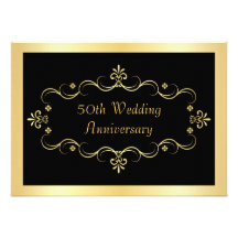 Elegant Black & Gold 50th Anniversary Invitations