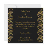 Elegant Black & Gold Art Deco Linen Invites invitations