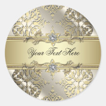 Elegant Black Gold Damask Stickers