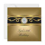 Elegant Black Gold Diamond Jewel 50th Birthday invitations