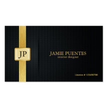 Elegant Black & Gold Interior Design Business Card