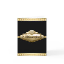 Elegant Black Gold Jewel Thank You Cards