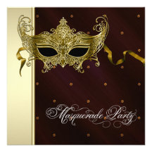 Elegant Black Gold Masquerade Party Invitations