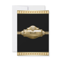 Elegant Black Gold RSVP