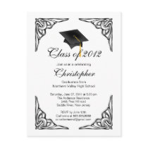 Elegant Black Grad Cap Graduation Party Invitation Post Card